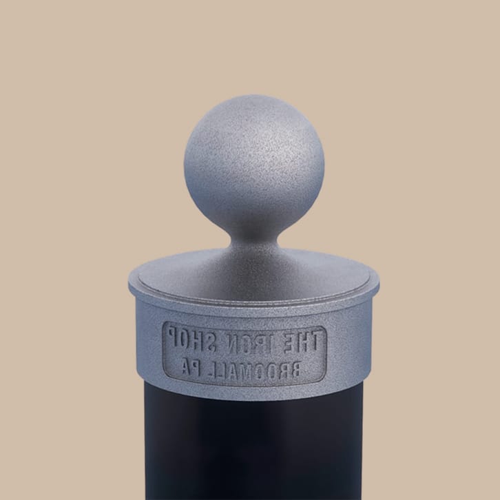 Center pole ball cap in aluminum for spiral staircase