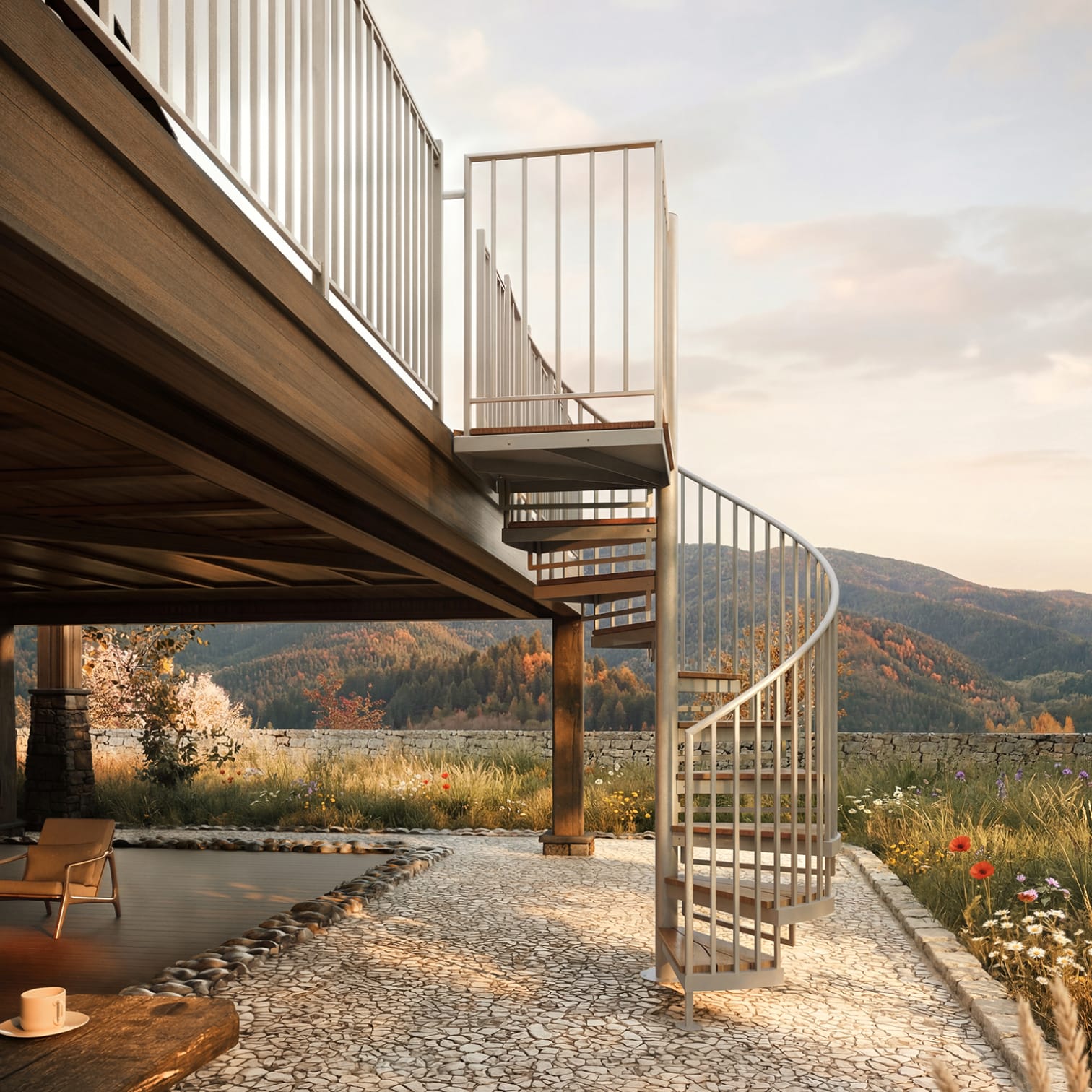 Outdoor staircase tile linking to the outdoor staircase options
