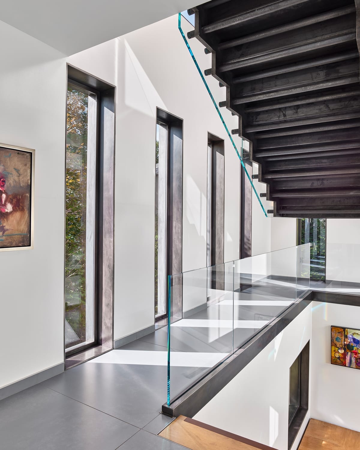 Behind view of a special projects floating staircase