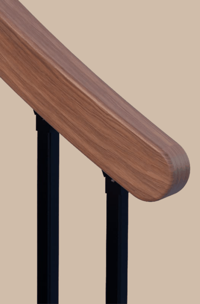 Rectangular profile handrail in Walnut for spiral staircase